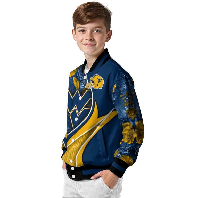 custom west virginia mountaineers floral print blue jacket trendy jacketwow
