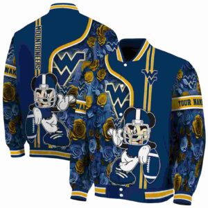custom west virginia mountaineers rose mickey blue jacket fashion forward jacketwow