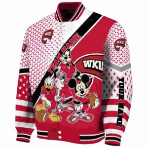 custom western kentucky hilltoppers mickey donald goofy red white jacket best selling jacketwow
