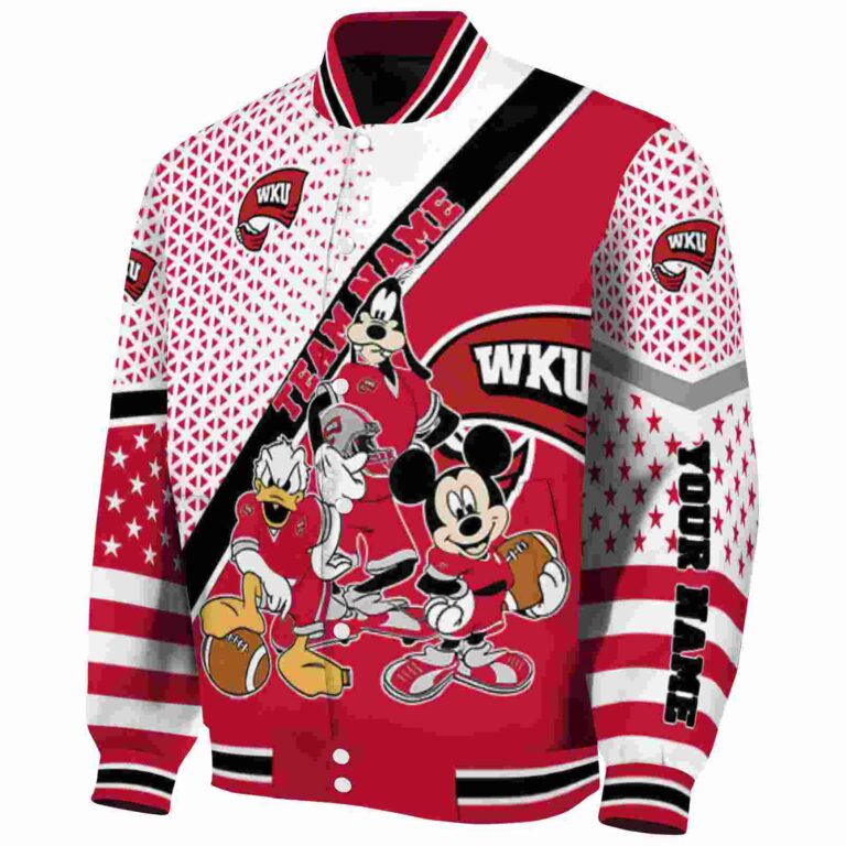 custom western kentucky hilltoppers mickey donald goofy red white jacket best selling jacketwow