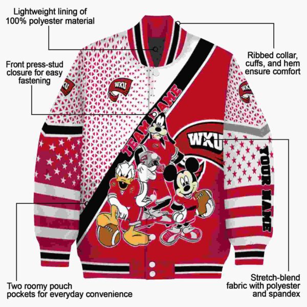 custom western kentucky hilltoppers mickey donald goofy red white jacket new arrival jacketwow