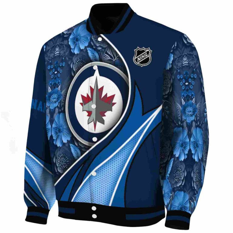 custom winnipeg jets floral print blue jacket best selling jacketwow