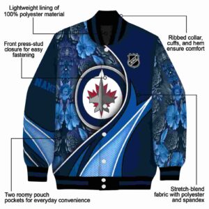 custom winnipeg jets floral print blue jacket new arrival jacketwow