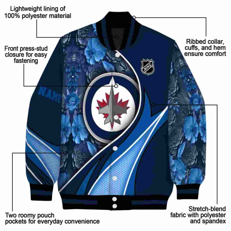 custom winnipeg jets floral print blue jacket new arrival jacketwow