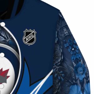custom winnipeg jets floral print blue jacket premium grade jacketwow