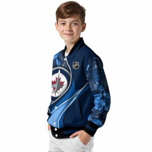 custom winnipeg jets floral print blue jacket trendy jacketwow