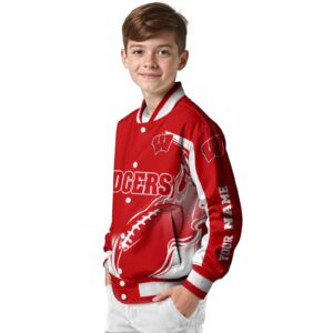 custom wisconsin badgers flaming football red white jacket trendy jacketwow