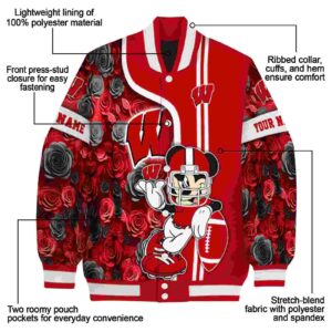 custom wisconsin badgers rose mickey red jacket new arrival jacketwow