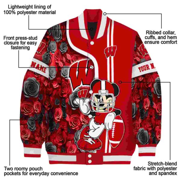 custom wisconsin badgers rose mickey red jacket new arrival jacketwow