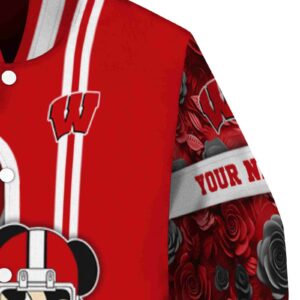 custom wisconsin badgers rose mickey red jacket premium grade jacketwow