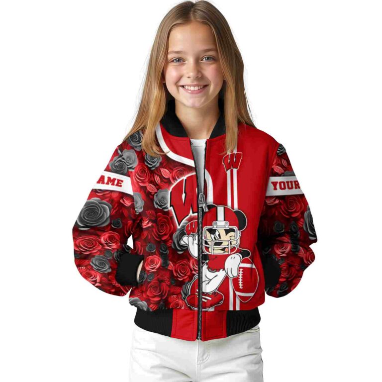 custom wisconsin badgers rose mickey red jacket top rated jacketwow