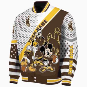 custom wyoming cowboys mickey donald goofy brown white jacket best selling jacketwow