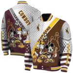 custom wyoming cowboys mickey donald goofy brown white jacket best selling jacketwow