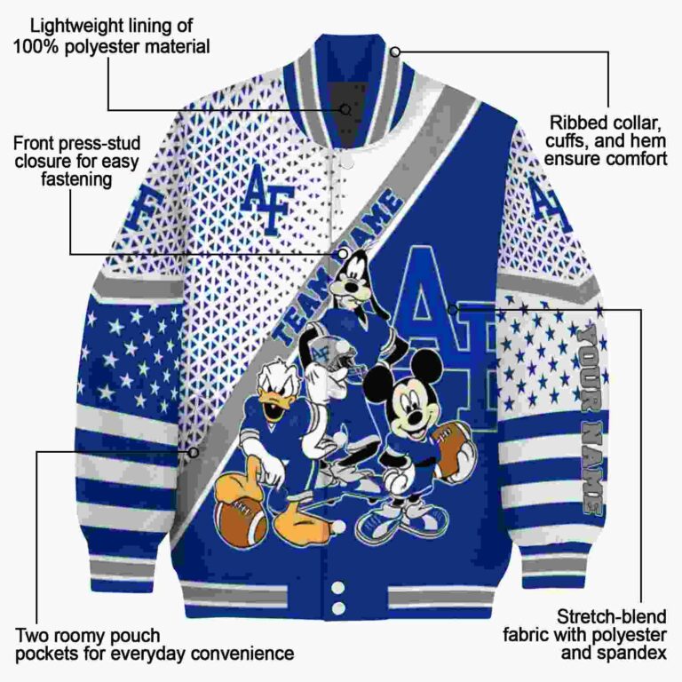 customized air force falcons mickey donald goofy blue white jacket new arrival jacketwow