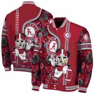 customized alabama crimson tide rose mickey crimson jacket fashion forward jacketwow