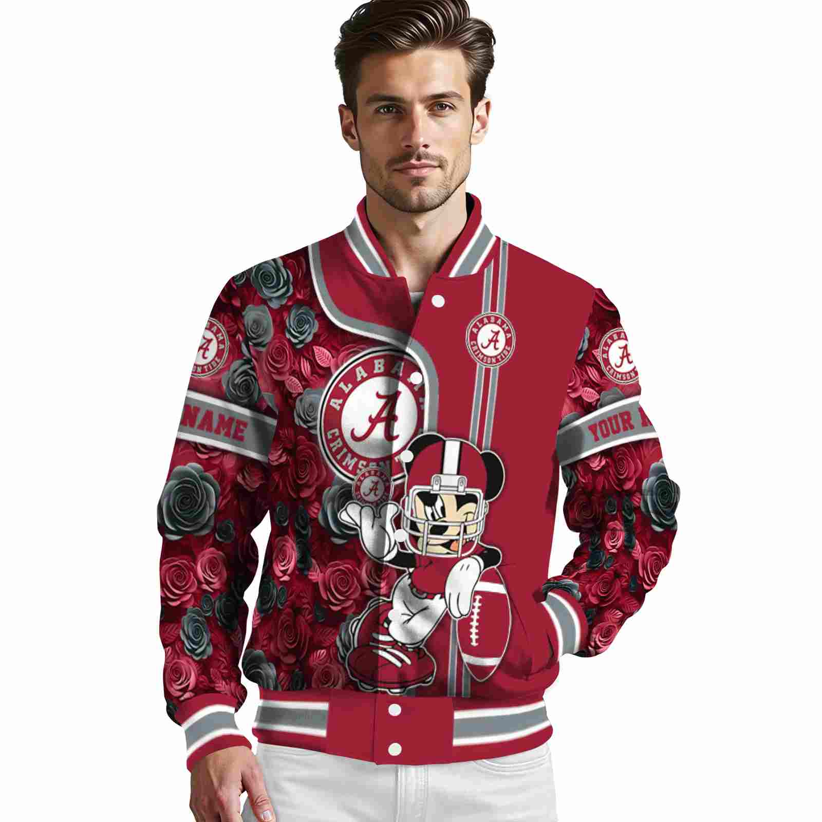 customized alabama crimson tide rose mickey crimson jacket high quality jacketwow customized alabama crimson tide rose mickey crimson jacket high quality jacketwow