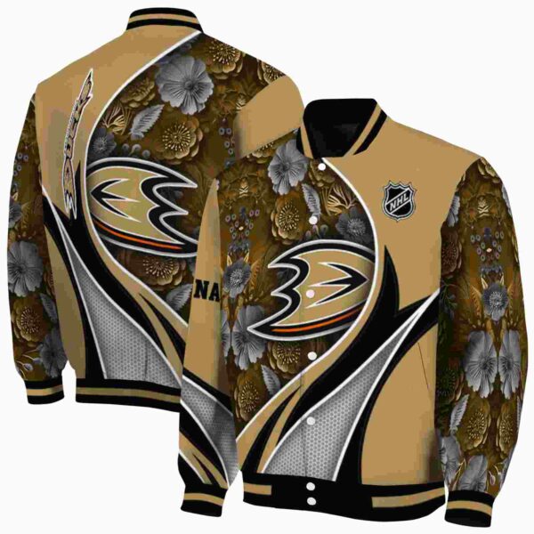 customized anaheim ducks floral print gold jacket fashion forward jacketwow