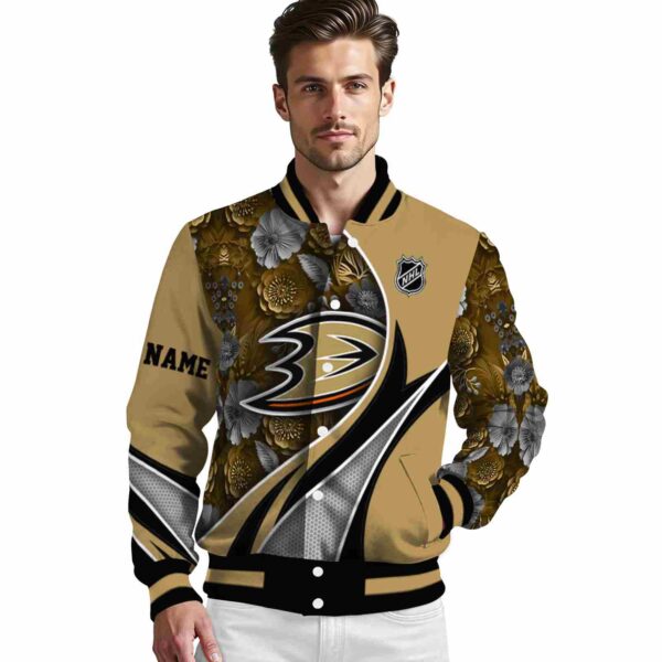 customized anaheim ducks floral print gold jacket high quality jacketwow