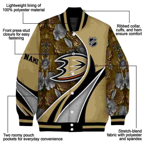customized anaheim ducks floral print gold jacket new arrival jacketwow