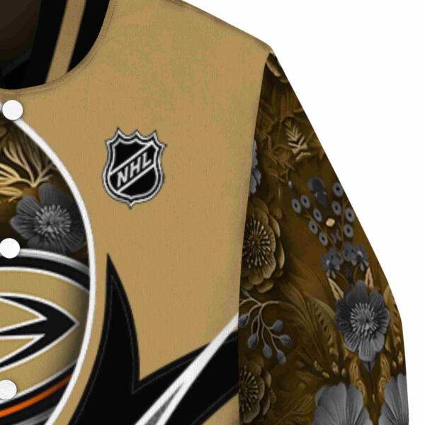 customized anaheim ducks floral print gold jacket premium grade jacketwow