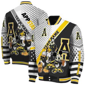 customized appalachian state mountaineers mickey donald goofy black white jacket fashion forward jacketwow