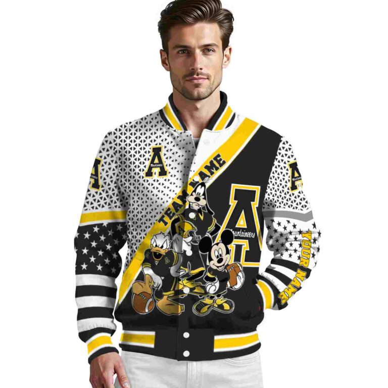 customized appalachian state mountaineers mickey donald goofy black white jacket high quality jacketwow