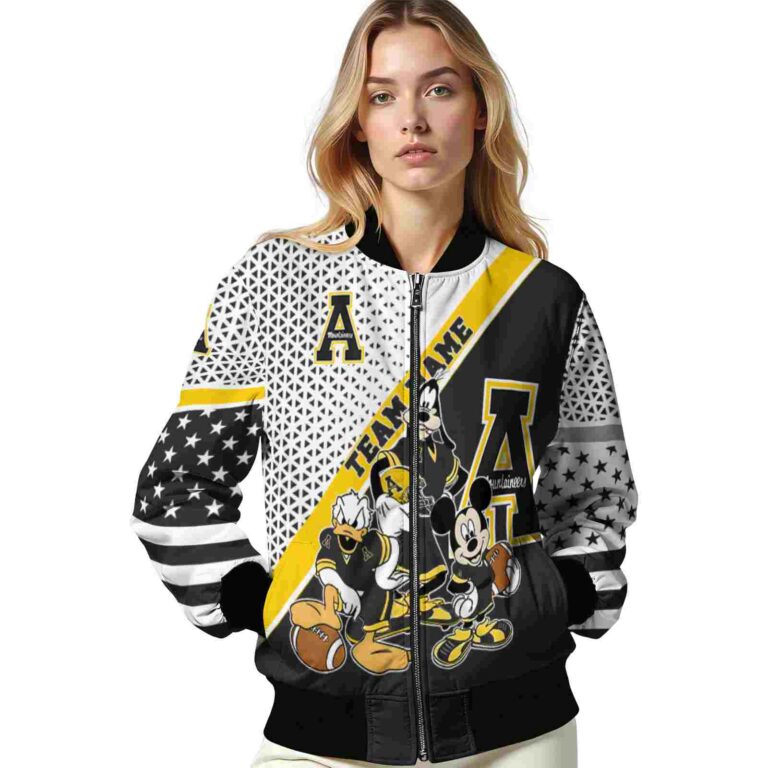 customized appalachian state mountaineers mickey donald goofy black white jacket latest model jacketwow