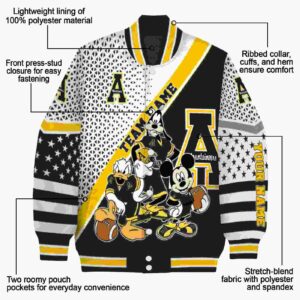 customized appalachian state mountaineers mickey donald goofy black white jacket new arrival jacketwow