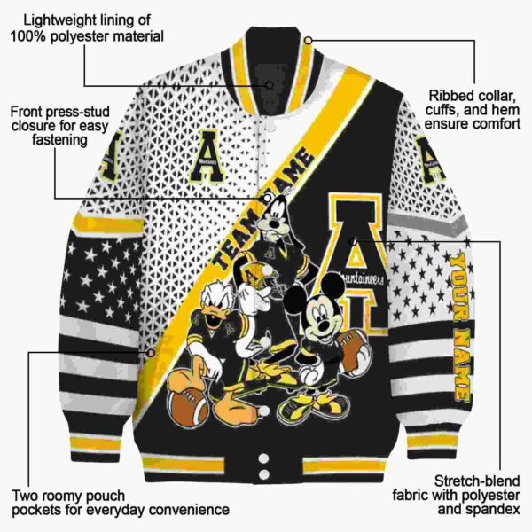 customized appalachian state mountaineers mickey donald goofy black white jacket new arrival jacketwow