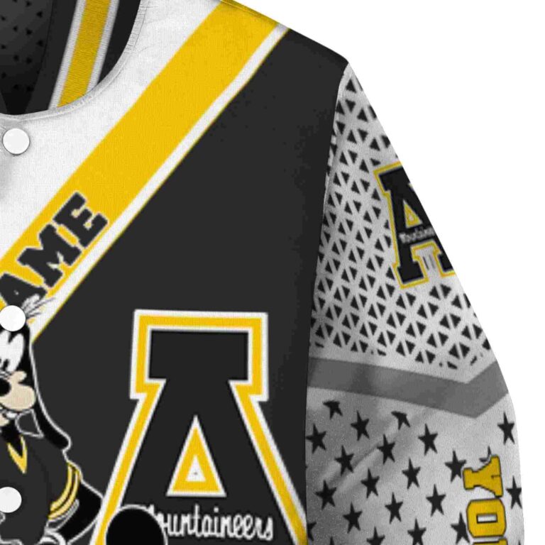 customized appalachian state mountaineers mickey donald goofy black white jacket premium grade jacketwow