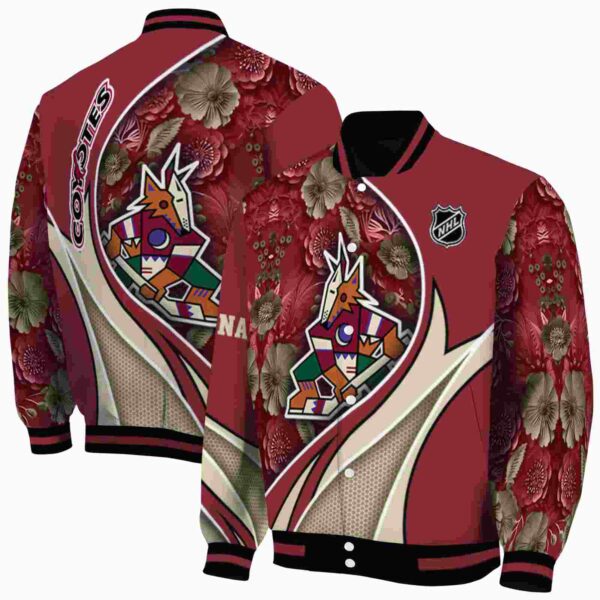 customized arizona coyotes floral print red jacket fashion forward jacketwow