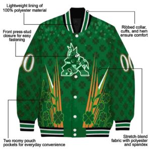 customized arizona coyotes shamrock pattern green jacket new arrival jacketwow