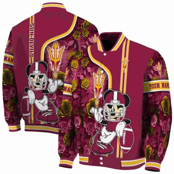 customized arizona state sun devils rose mickey maroon jacket fashion forward jacketwow