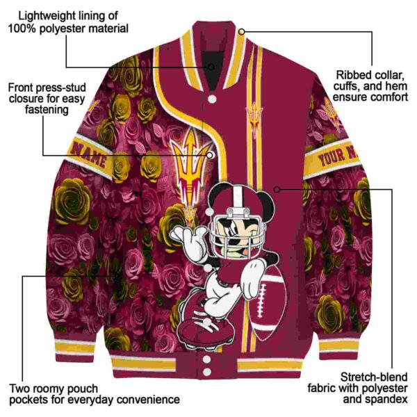 customized arizona state sun devils rose mickey maroon jacket new arrival jacketwow