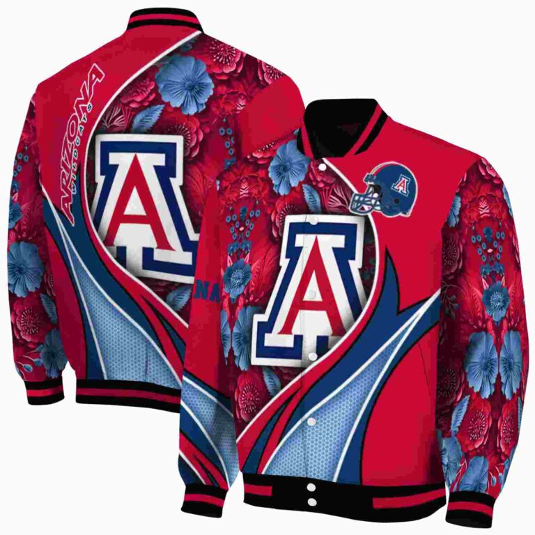 customized arizona wildcats floral print red jacket fashion forward jacketwow
