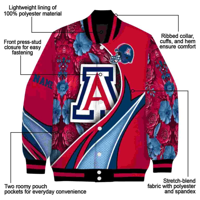 customized arizona wildcats floral print red jacket new arrival jacketwow