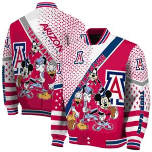 customized arizona wildcats mickey donald goofy red white jacket fashion forward jacketwow