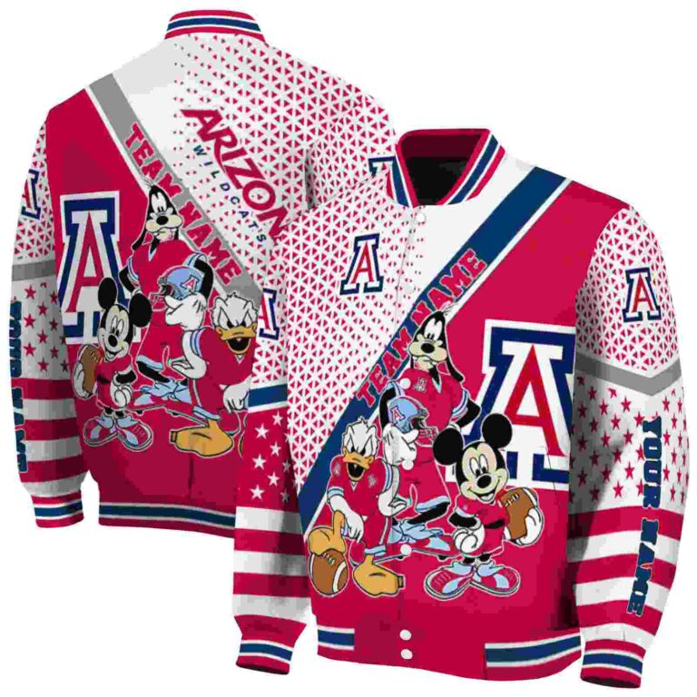 customized arizona wildcats mickey donald goofy red white jacket fashion forward jacketwow