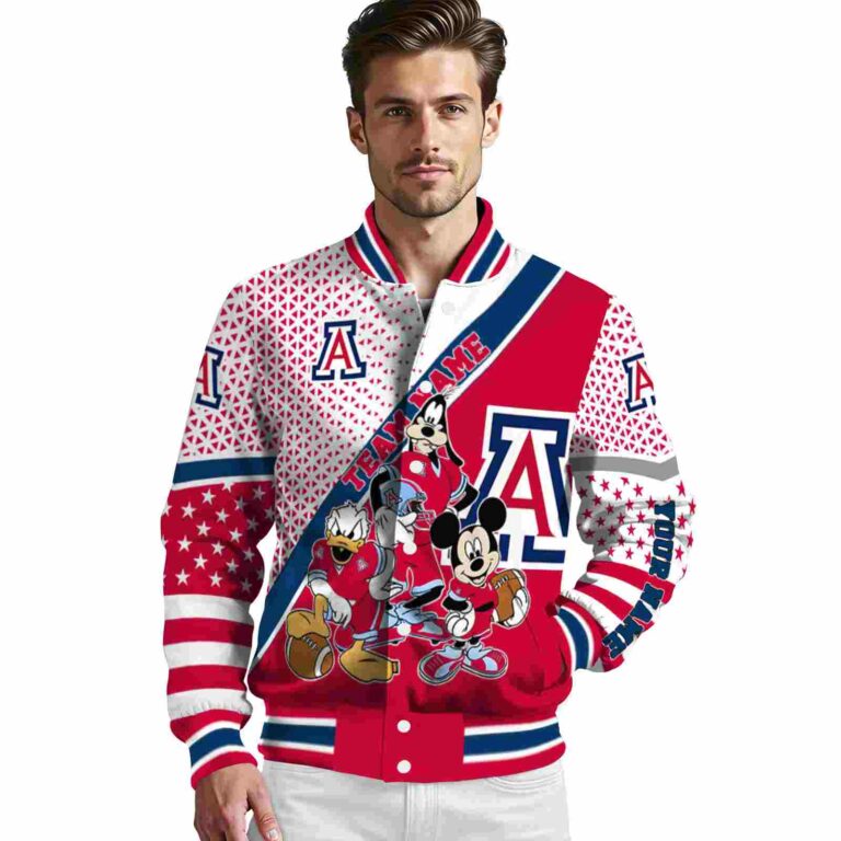 customized arizona wildcats mickey donald goofy red white jacket high quality jacketwow
