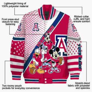 customized arizona wildcats mickey donald goofy red white jacket new arrival jacketwow