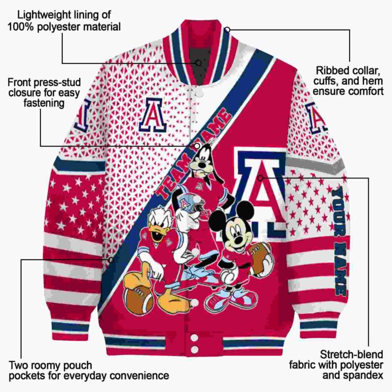 customized arizona wildcats mickey donald goofy red white jacket new arrival jacketwow