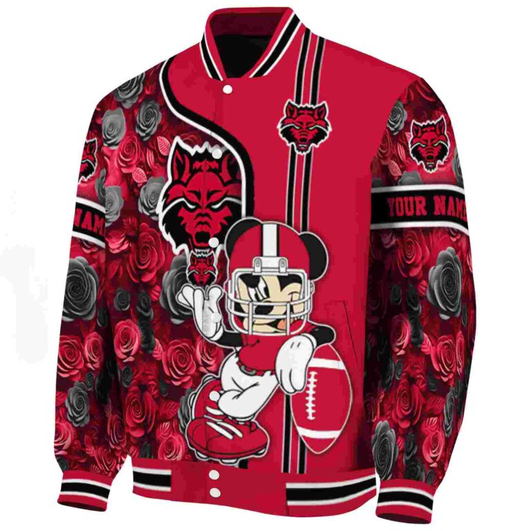 customized arkansas state red wolves rose mickey scarlet jacket best selling jacketwow