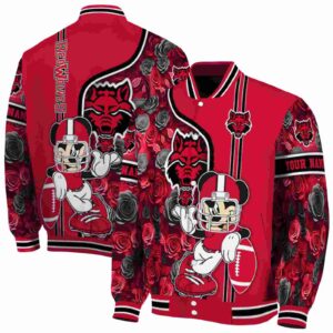 customized arkansas state red wolves rose mickey scarlet jacket fashion forward jacketwow