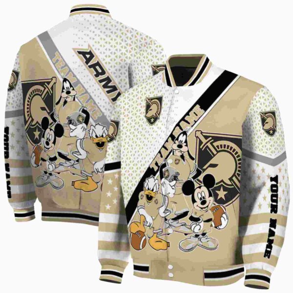 customized army black knights mickey donald goofy gold white jacket fashion forward jacketwow