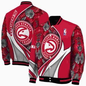 customized atlanta hawks floral print red jacket fashion forward jacketwow