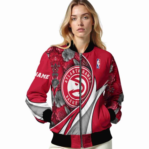 customized atlanta hawks floral print red jacket latest model jacketwow