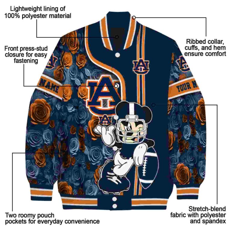 customized auburn tigers rose mickey navy blue jacket new arrival jacketwow