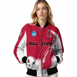 customized ball state cardinals flaming football red white jacket latest model jacketwow