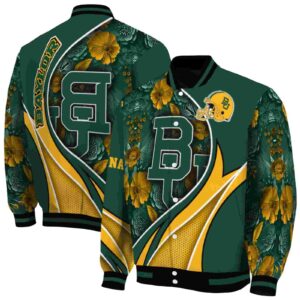 customized baylor bears floral print green jacket fashion forward jacketwow