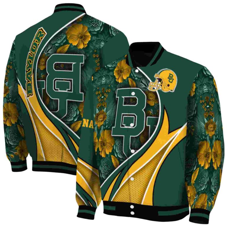 customized baylor bears floral print green jacket fashion forward jacketwow